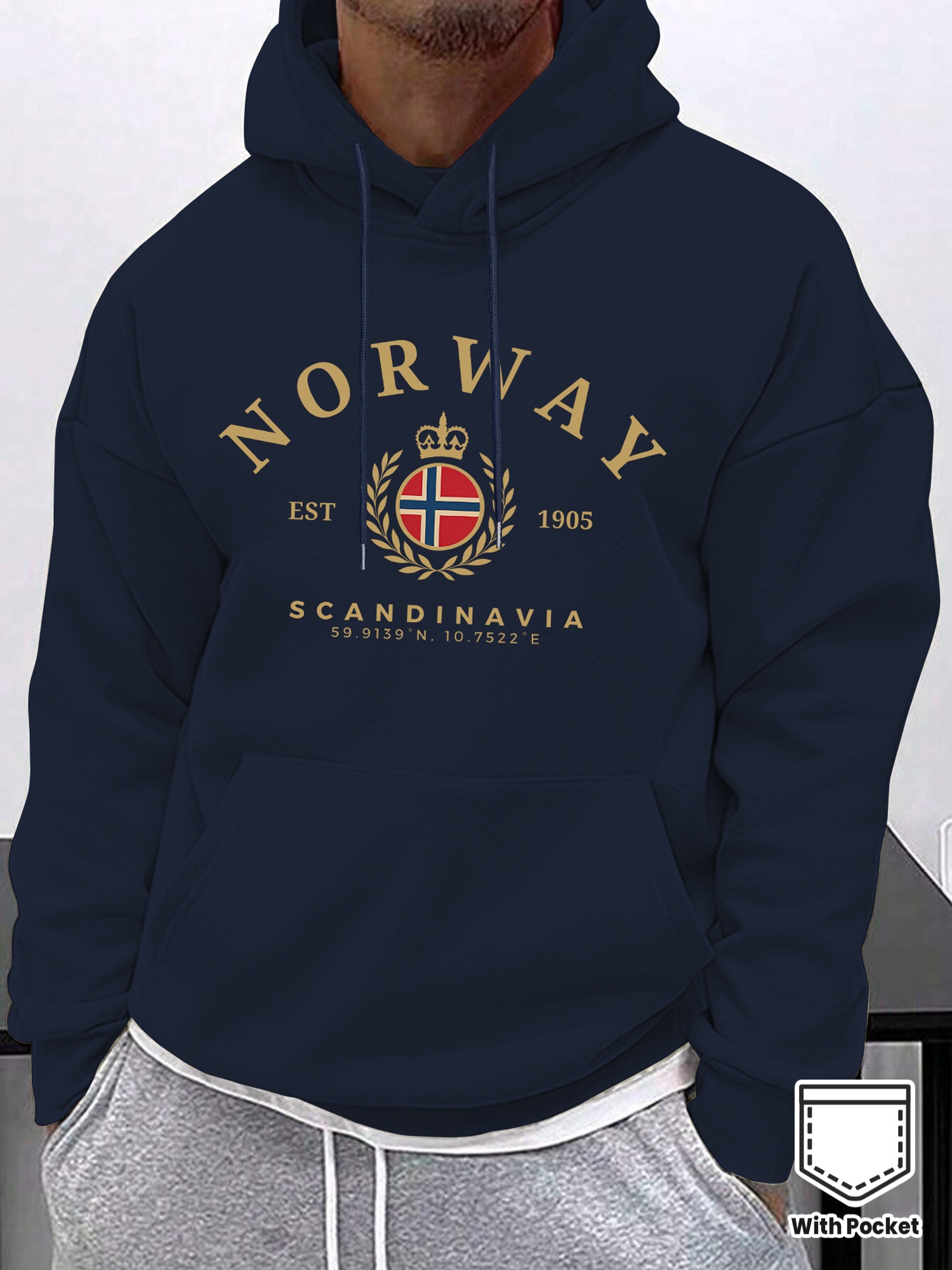 Winter Clothing Norway - Felpa con Cappuccio NORWAY SCANDINAVIA per