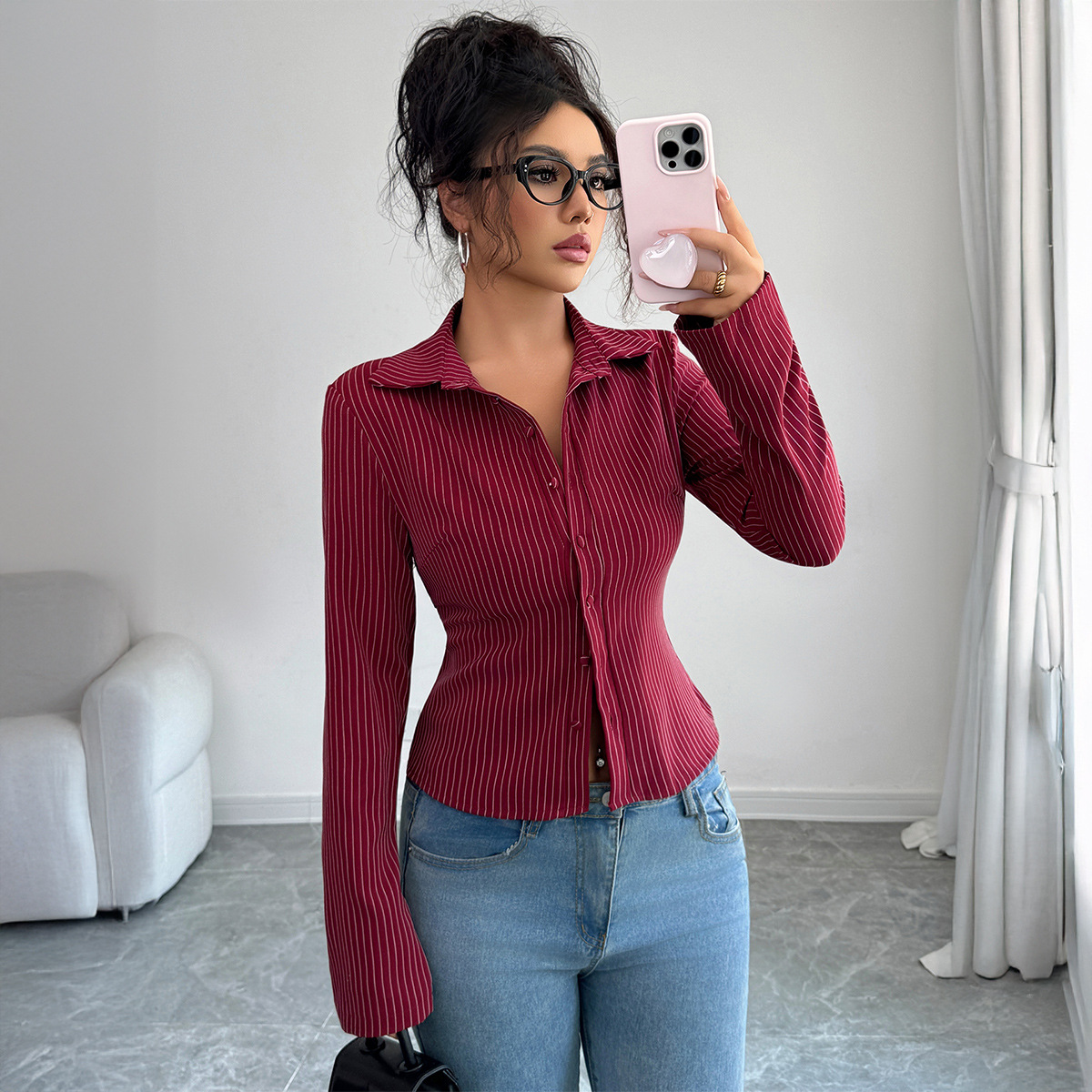 Winter Clothing Types - Cardigan a Righe Casual di Alta