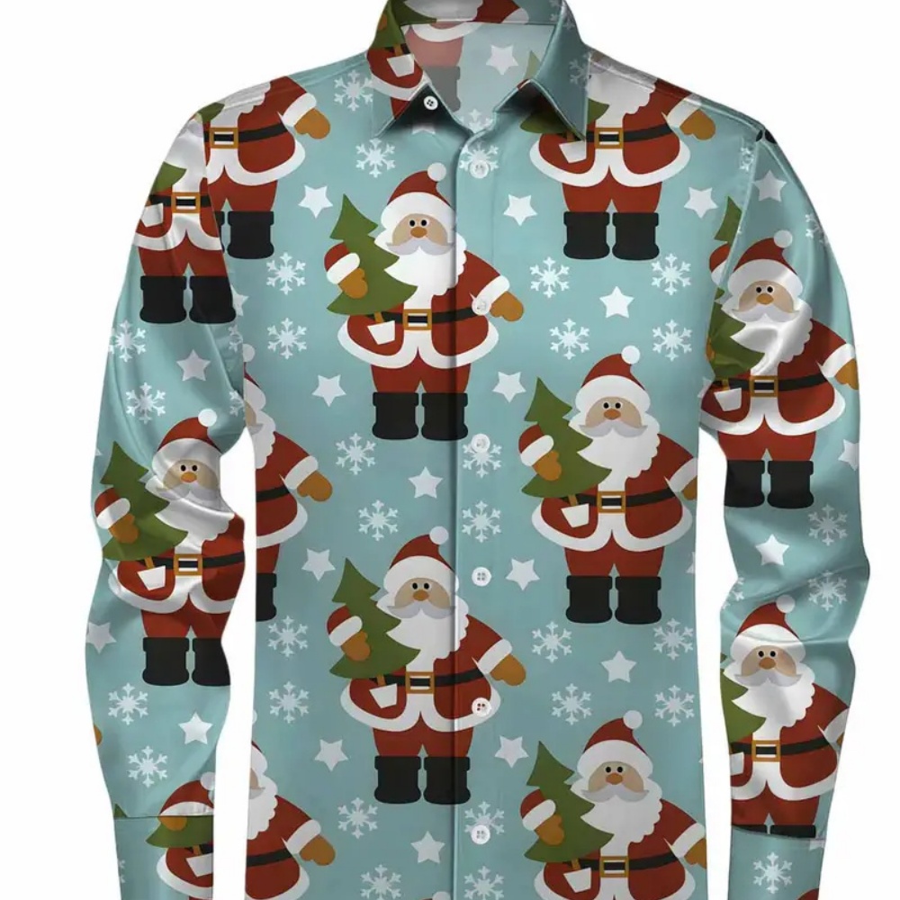 Winter Clothing Ideas - Camicia da uomo stampata natalizia a